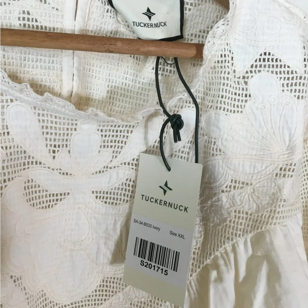 Tuckernuck ivory Patchwork embroidered Cressida Blouse…NEW - Picture 5 of 7